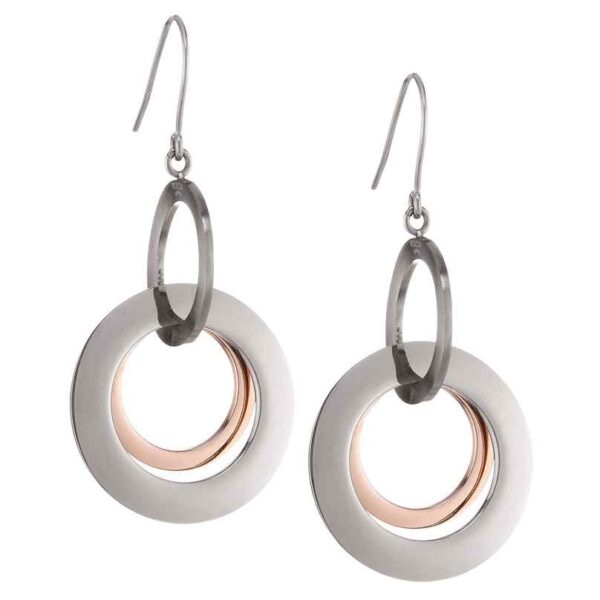 Boccia Titanium Dangle Earrings Two-Colour Rose Gold