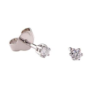 GLIZZ Women's Diamond Stud Earrings 585 White Gold 0.1 Carat